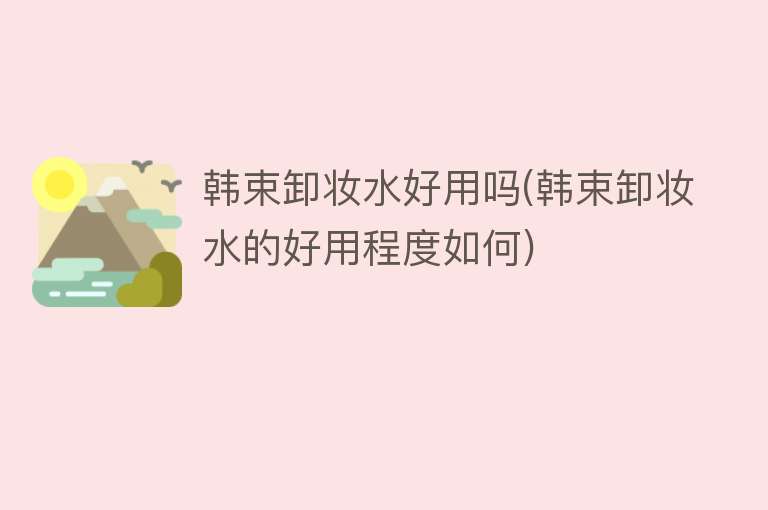 韩束卸妆水好用吗(韩束卸妆水的好用程度如何)