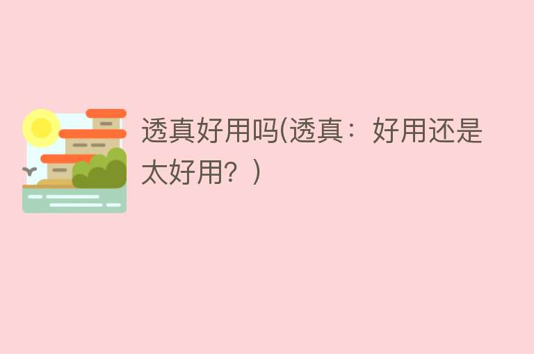 透真好用吗(透真:好用还是太好用?) 透真好用吗(透真:好用还是太好用?)