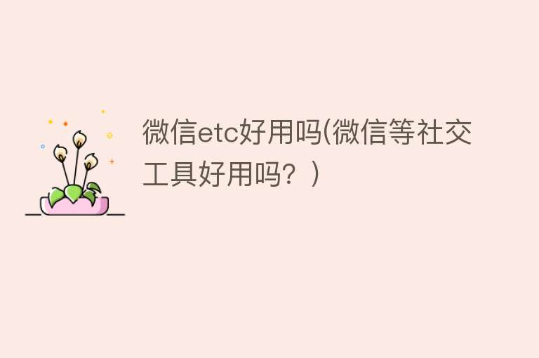 微信etc好用吗(微信等社交工具好用吗?) 微信etc好用吗(微信等社交工具好用吗?)