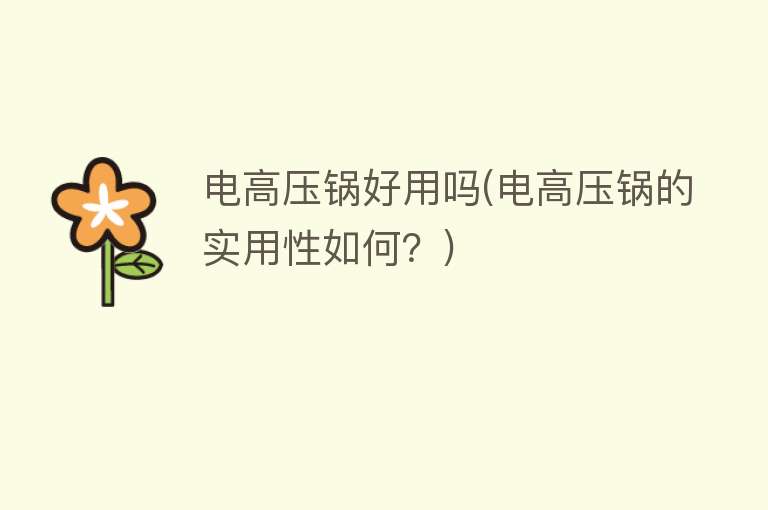 电高压锅好用吗(电高压锅的实用性如何?) 电高压锅好用吗(电高压锅的实用性如何?)