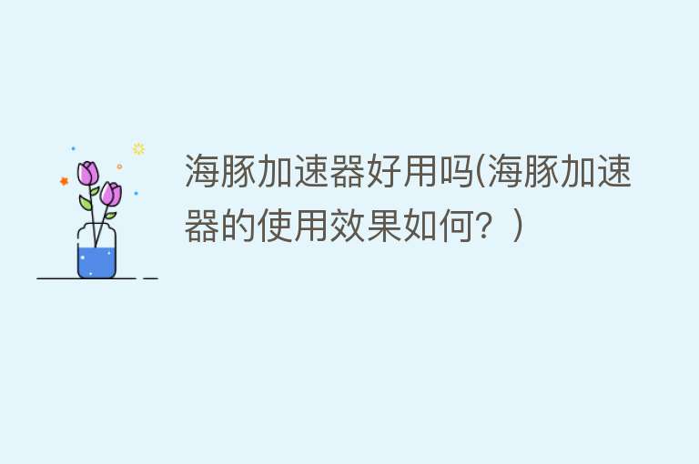 海豚加速器好用吗(海豚加速器的使用效果如何？)