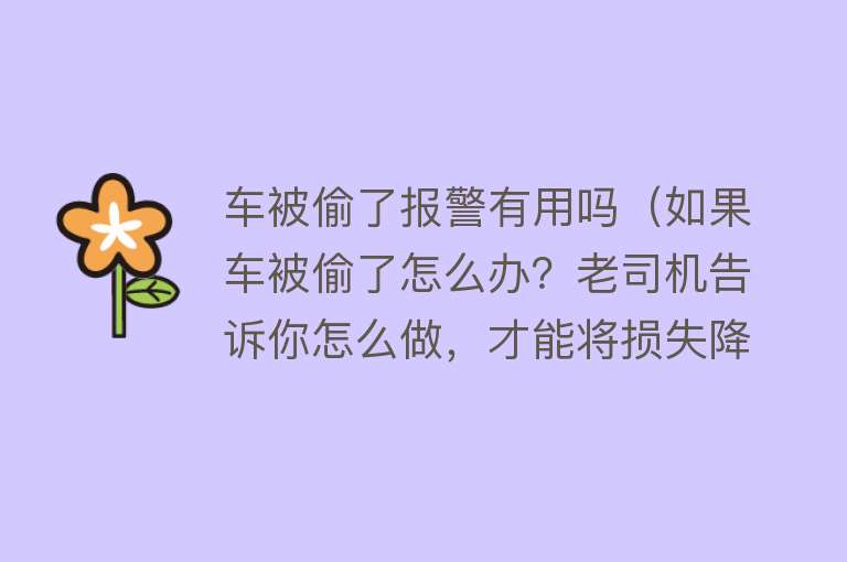 车被偷了报警有用吗(如果车被偷了怎么办?老司机告诉你怎么做,才能将损失降到最低) 车被偷了报警有用吗(如果车被偷了怎么办?老司机告诉你怎么做,才能将损失降到最低)