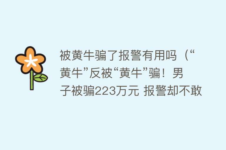 被黄牛骗了报警有用吗（“黄牛”反被“黄牛”骗！男子被骗223万元 报警却不敢说实话）