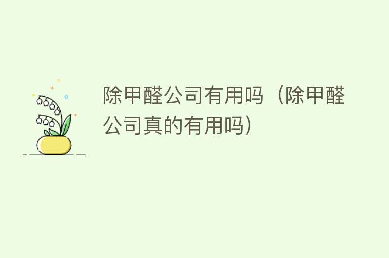 除甲醛公司有用吗(除甲醛公司真的有用吗) 除甲醛公司有用吗(除甲醛公司真的有用吗)