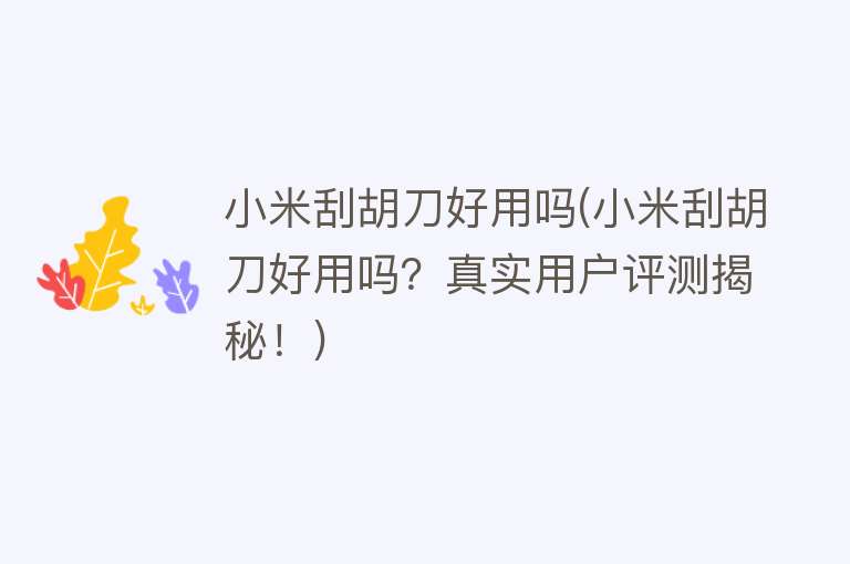 小米刮胡刀好用吗(小米刮胡刀好用吗?真实用户评测揭秘!) 小米刮胡刀好用吗(小米刮胡刀好用吗?真实用户评测揭秘!)