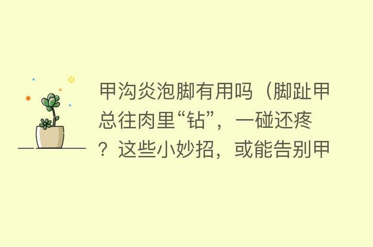 甲沟炎泡脚有用吗（脚趾甲总往肉里“钻”，一碰还疼？这些小妙招，或能告别甲沟炎）