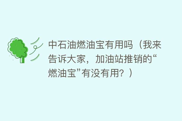 中石油燃油宝有用吗（我来告诉大家，加油站推销的“燃油宝”有没有用？）