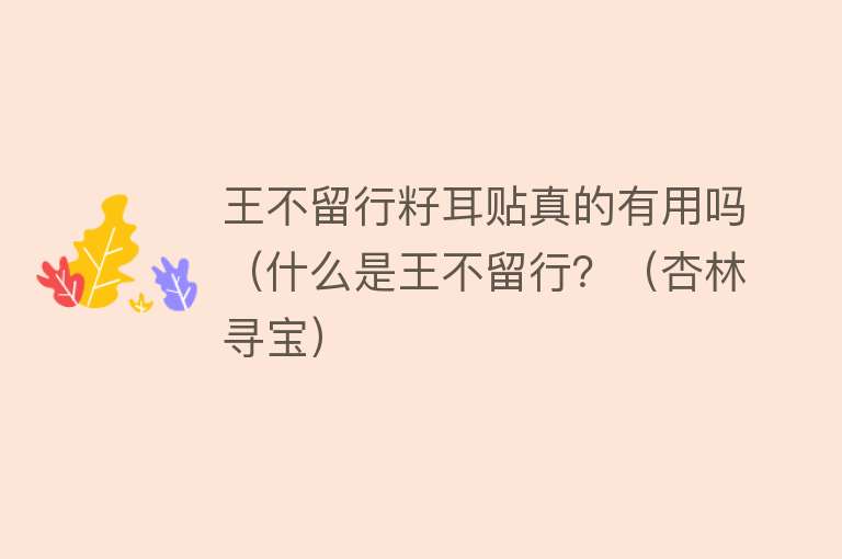 王不留行籽耳贴真的有用吗(什么是王不留行?(杏林寻宝) 王不留行籽耳贴真的有用吗(什么是王不留行?(杏林寻宝)