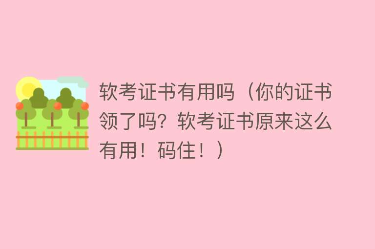 软考证书有用吗（你的证书领了吗？软考证书原来这么有用！码住！）