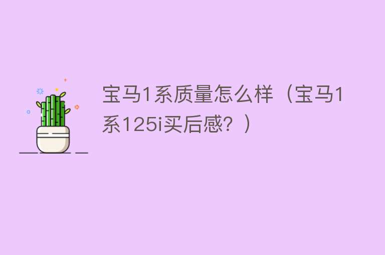 宝马1系质量怎么样（宝马1系125i买后感？） 