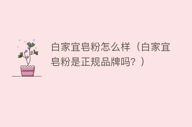 白家宜皂粉怎么样(白家宜皂粉是正规品牌吗?) 白家宜皂粉怎么样(白家宜皂粉是正规品牌吗?)