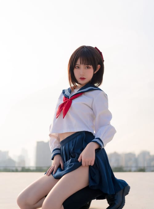 兔玩映画短发少女JK制服搭配长筒袜阳光系列清纯写真