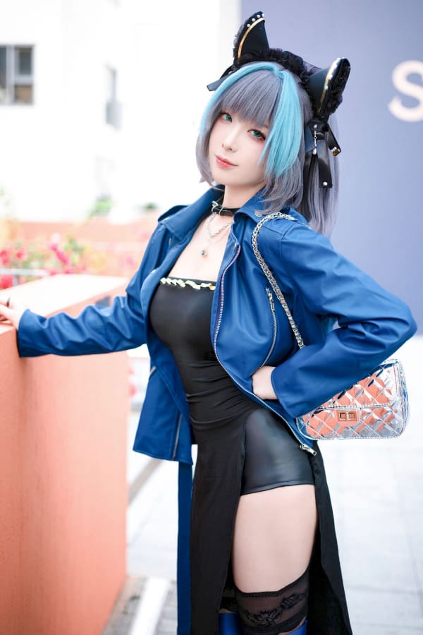 封疆疆v黑色抹胸长裙猫系女仆 - 碧蓝航线柴郡