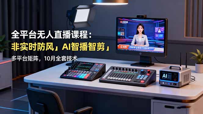 全平台无人直播课程：非实时防风＋AI智播智剪＋多平台矩阵，10月全套技术-紫橙资源网