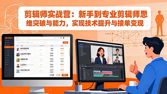 剪辑师实战营：新手到专业剪辑师思维突破与能力，实现技术提升与接单变现-紫橙资源网