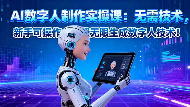 AI数字人制作实操课：无需技术，新手可操作，免费无限生成数字人技术！-紫橙资源网