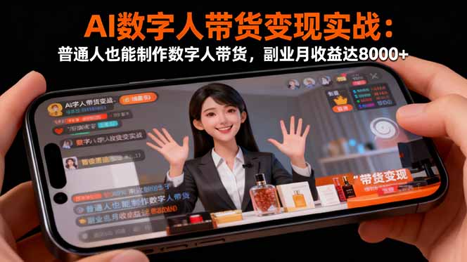 【中创网】AI数字人带货变现实战：普通人也能制作数字人带货，副业月收益达8000+ - 紫橙资源网