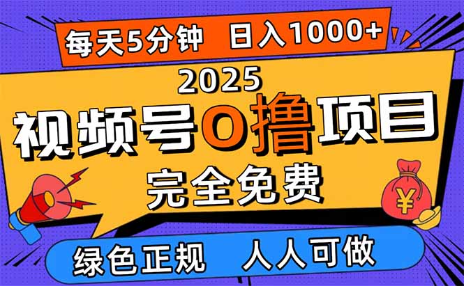 【中创网】2025视频号0撸项目，5分钟一个号，日入1000+，人人可做 - 紫橙资源网