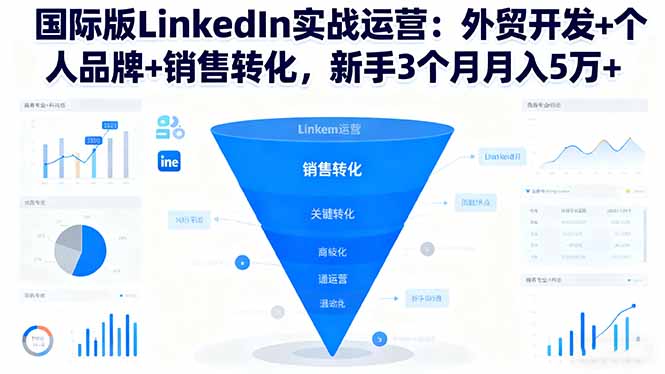国际版LinkedIn实战运营:外贸开发+个人品牌+销售转化,新手3个月月入5万+-紫橙资源网