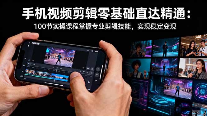 手机视频剪辑零基础直达精通：100节实操课程掌握专业剪辑技能，实现稳…-紫橙资源网