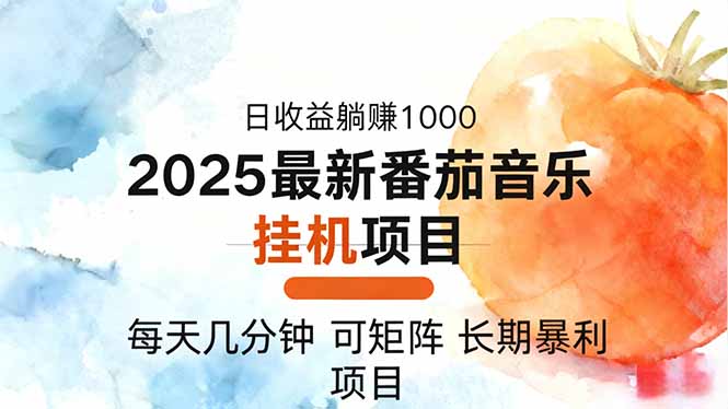 2025年最新番茄音乐人挂机项目，每天几分钟，月入1000＋，可矩阵，一台…-紫橙资源网