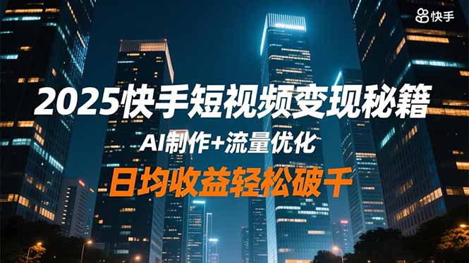 2025快手短视频变现秘籍，AI制作+流量优化，日均收益轻松破千-紫橙资源网