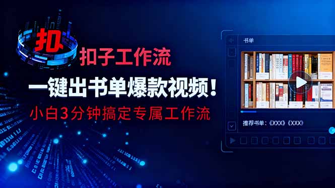 利用扣子工作流一键生成书单爆款视频,小白三分钟搞定专属工作流-紫橙资源网