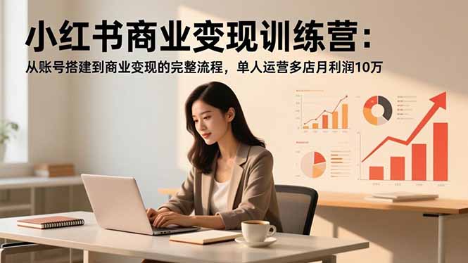 小红书商业变现训练营：从账号搭建到商业变现的完整流程，单人运营多店月利润10万-紫橙资源网