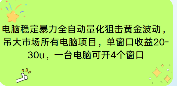 电脑EA策略挂机项目单窗口收益20-30u，单电脑可挂5-10个窗口收益稳健4位数-紫橙资源网