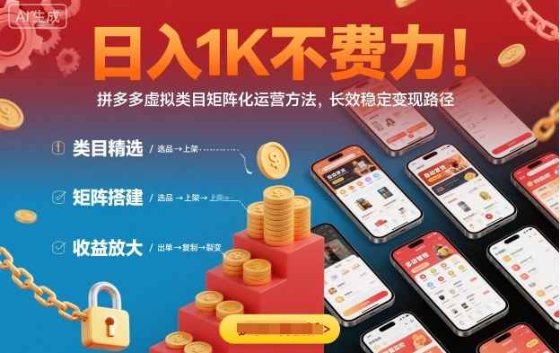 日入1K不费力！拼多多虚拟类目矩阵化运营方法，长效稳定变现路径-紫橙资源网