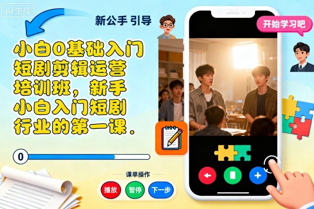 小白0基础入门短剧剪辑运营培训班,新手小白入门短剧行业的第一课-紫橙资源网