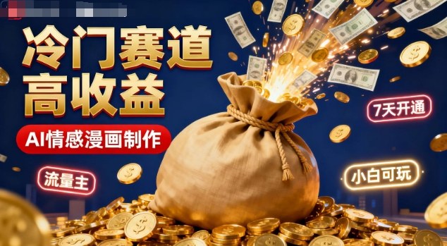 公众号冷门赛道，用AI做情感漫画，7天开通流量主，操作简单，小白可玩-紫橙资源网