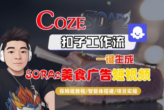 【冒泡网】Coze扣子智能体工作流一键生成“SORA2美食广告“短视频，全流程保姆级教学 - 紫橙资源网