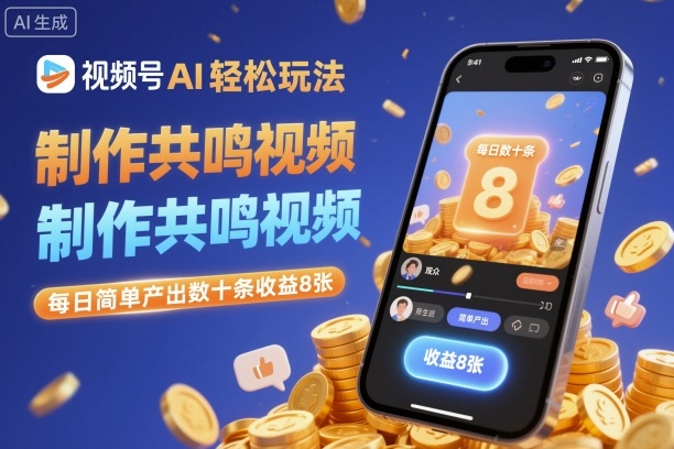 视频号AI轻松玩法，制作共鸣视频，每日简单产出数十条收益8张-紫橙资源网