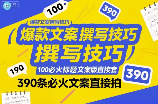 爆款文案撰写技巧，100个必火标题文案模版直接套，390条必火文案直接拍-紫橙资源网