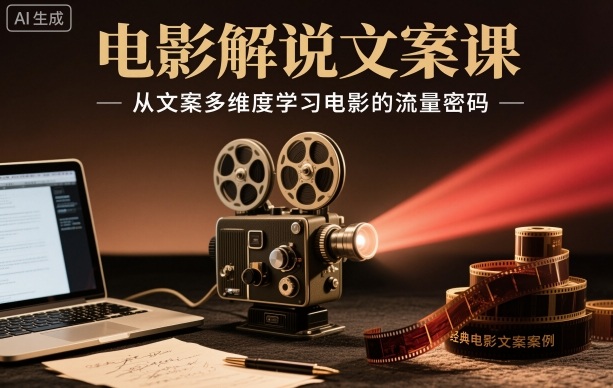 电影解说文案课，从文案多维度学习电影的流量密码-紫橙资源网