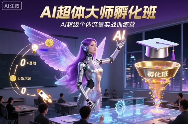 AI超体大师孵化班,AI超级个体流量实战训练营-紫橙资源网