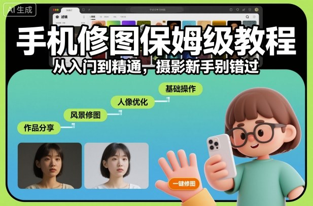 手机修图保姆级教程，从入门到精通，摄影新手别错过-紫橙资源网