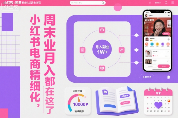 小红书电商精细化运营全流程，周末副业月入1W+，全套方法都在这了-紫橙资源网