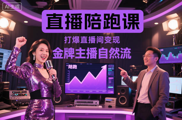 直播陪跑课，金牌主播自然流打爆直播间，复制高变现玩法-紫橙资源网
