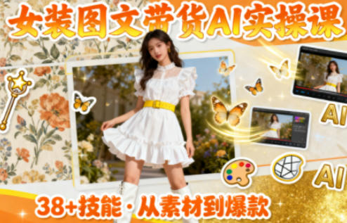 女装图文带货的AI实操课，覆盖38个实用技能，快速提升素材制作效率-紫橙资源网