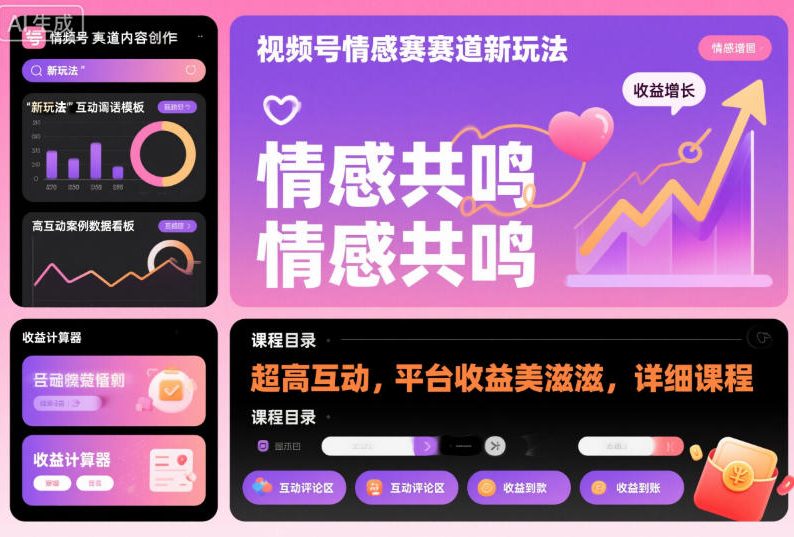 视频号情感赛道新玩法，超高互动，平台收益美滋滋，详细课程-紫橙资源网