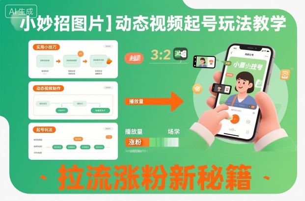 小妙招图片＋动态视频起号玩法教学，拉流涨粉新秘籍-紫橙资源网