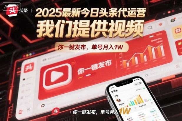 2025最新今日头条代运营，我们提供视频，你一键发布，单号月入1W-紫橙资源网