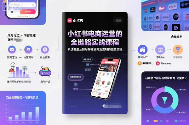 小红书电商运营的全链路实战课程,系统覆盖从账号搭建到商业变现的完整流程-紫橙资源网
