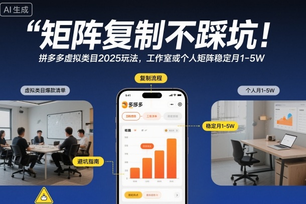矩阵复制不踩坑！拼多多虚拟类目2025玩法，工作室或者个人矩阵稳定月1-5W-紫橙资源网
