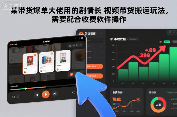 某带货爆单大佬用的剧情长视频带货搬运玩法，需要配合收费软件操作-紫橙资源网