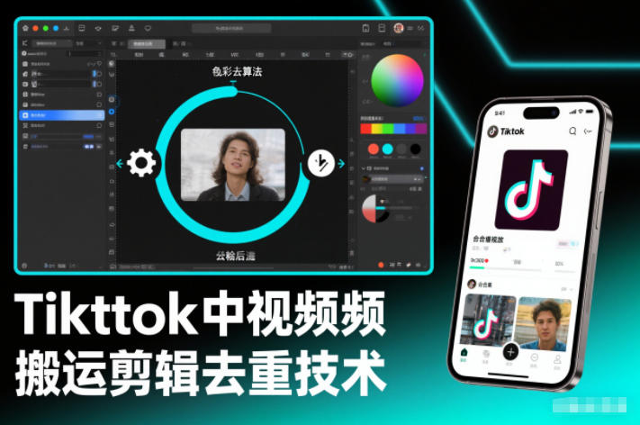 Tiktok中视频纯搬运剪辑去重技术,外来技术,自行测试-紫橙资源网