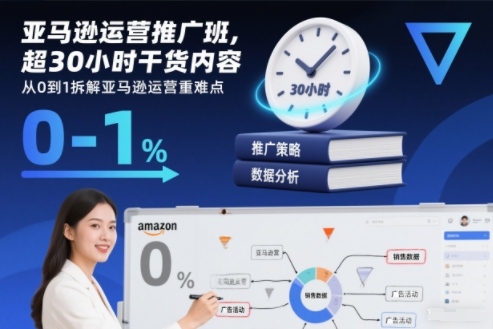 亚马逊运营推广班，超30小时干货内容，从0到1拆解亚马逊运营重难点-紫橙资源网