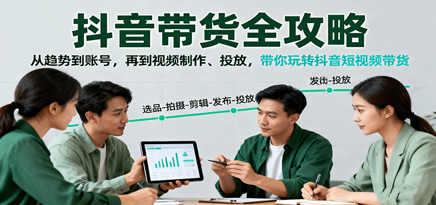 抖音带货全攻略：从趋势到账号，再到视频制作、投放，带你玩转抖音短视频带货-紫橙资源网